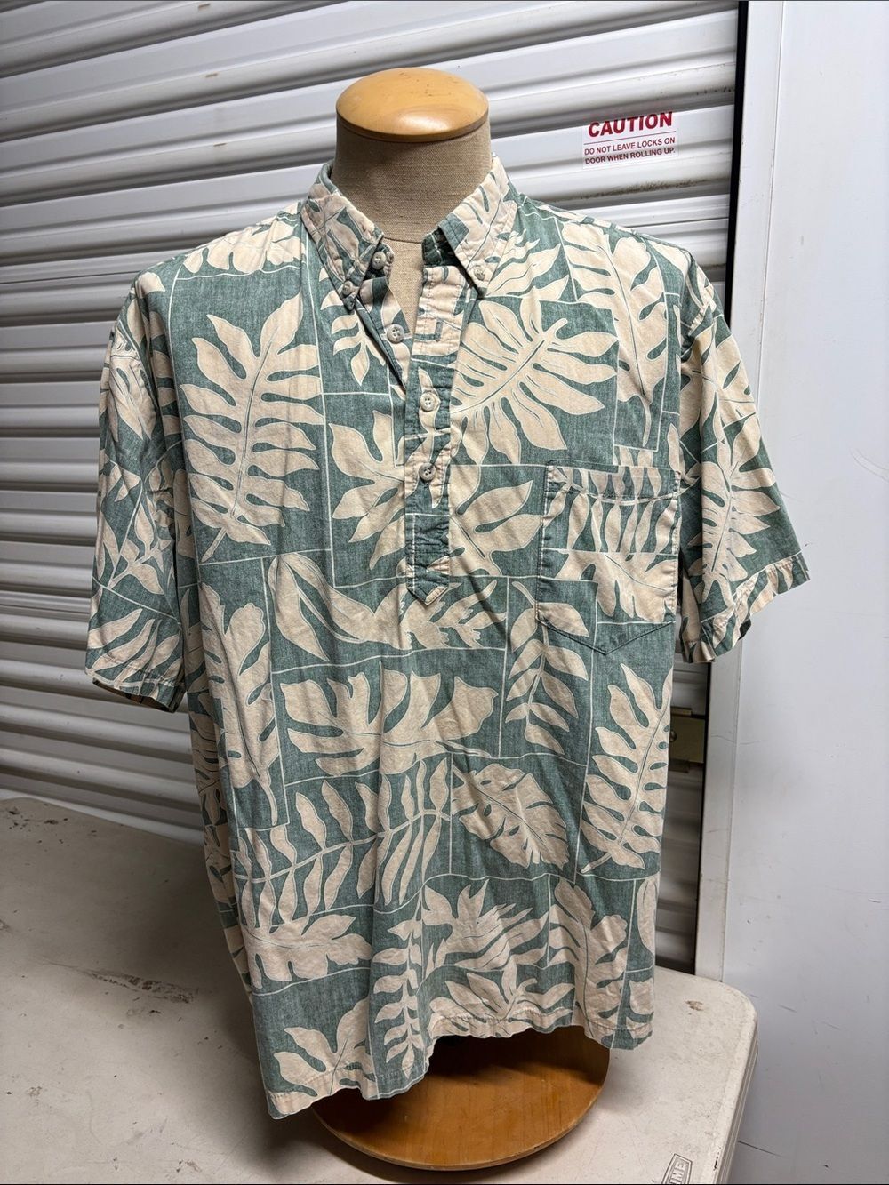 Vintage Cooke Street Green Tropical Leaf Short-Sleeve Aloha Shirt 2XL
